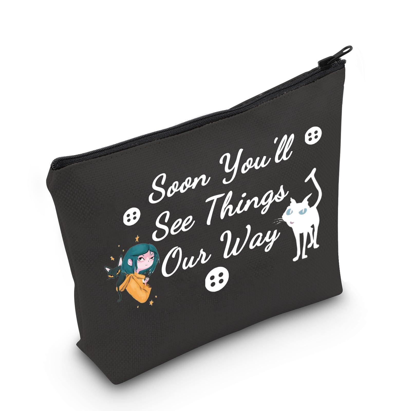MEIKIUP Soon You'll See Things Our Way Cosmetic Bag - Fantasy Cartoon Makeup Pouch with Secret Door Design - Perfect Gift for Makeup Lovers & Thriller Fans - Great for Travel, Daily Use & Cosmetics Storage