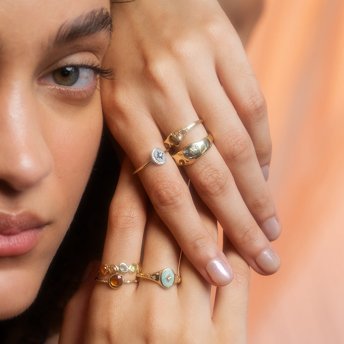 Solid Gold Crystal Signet Ring for Manifestation & Spiritual Healing | Elegant Jewelry for Meditation, Yoga & Positive Energy