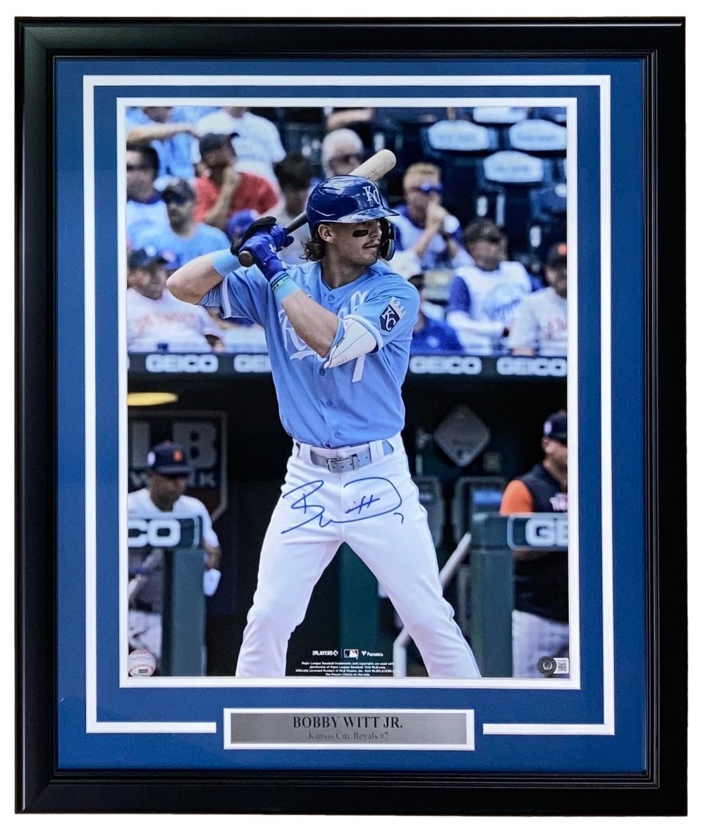 Bobby Witt Jr Autographed Signed Framed 16x20 Photo - Kansas City Royals Blue Jersey - BAS ITP Certified - Perfect for Sports Memorabilia Collections & Royals Fans Gifts