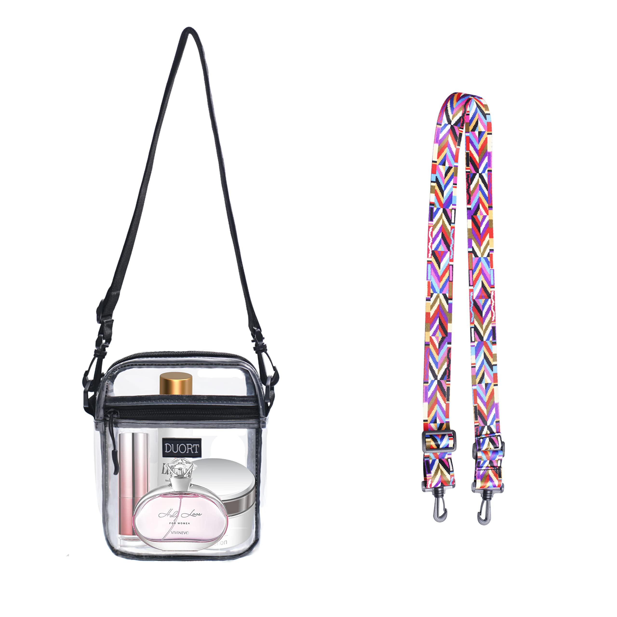 Stadium Approved Clear Bag - TPU Transparent Crossbody Purse with Inside Pocket & Adjustable Strap for Concerts, Sports Events | Perfect for NFL Games, Music Festivals & Theme Parks