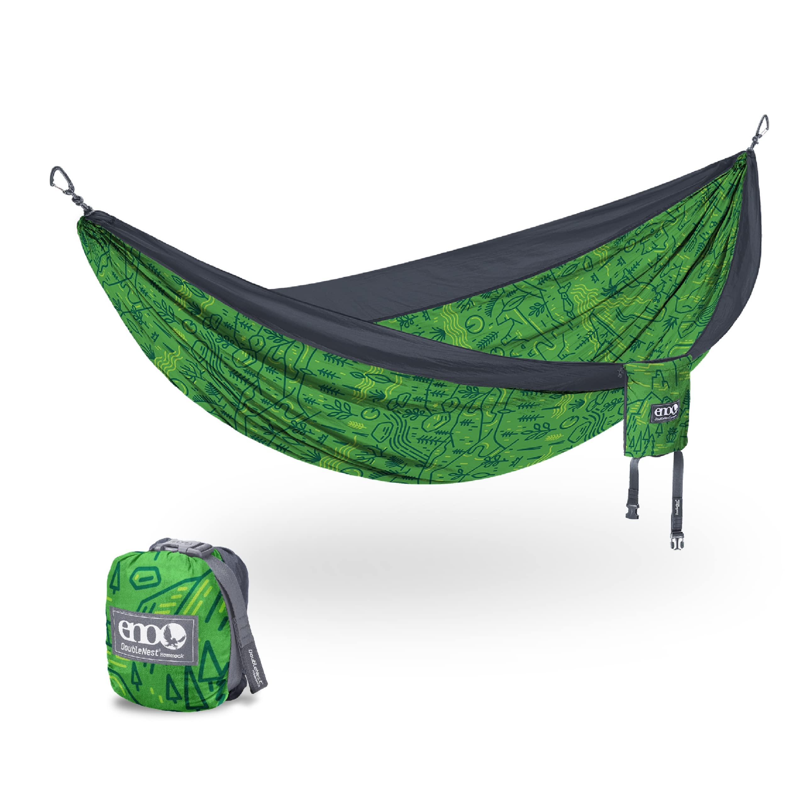 ENO DoubleNest Hammock - Lightweight & Portable 1-2 Person Camping Hammock for Outdoor Adventures - Perfect for Backpacking, Hiking, Beach, Travel & Festivals - Leave No Trace Special Edition in Charcoal - Great for Relaxing in Nature or Backyard Lounging