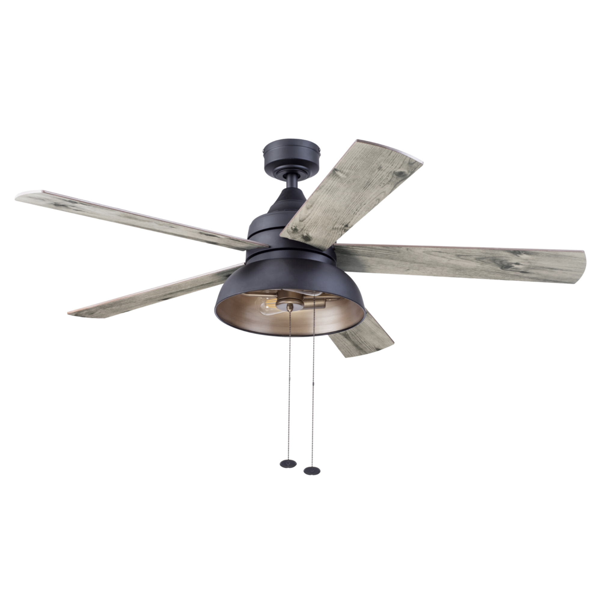 52 Inch Brightondale Matte Black Ceiling Fan with Pull Chain - Indoor/Outdoor Use for Living Room, Bedroom, Patio & Covered Porch