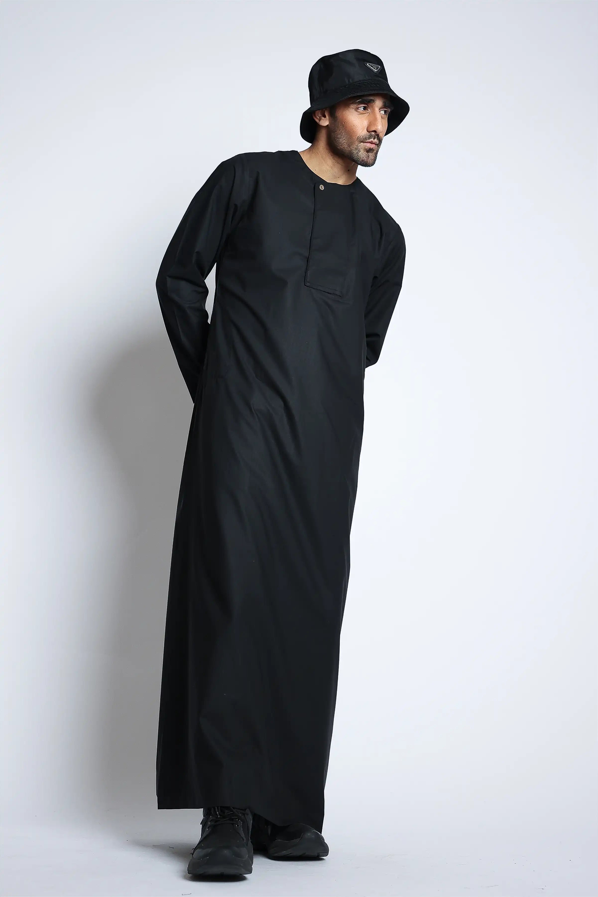 Premium J144 Caviar Piping Thobe - Elegant Embroidered Islamic Robe for Men - Perfect for Eid, Ramadan & Special Occasions