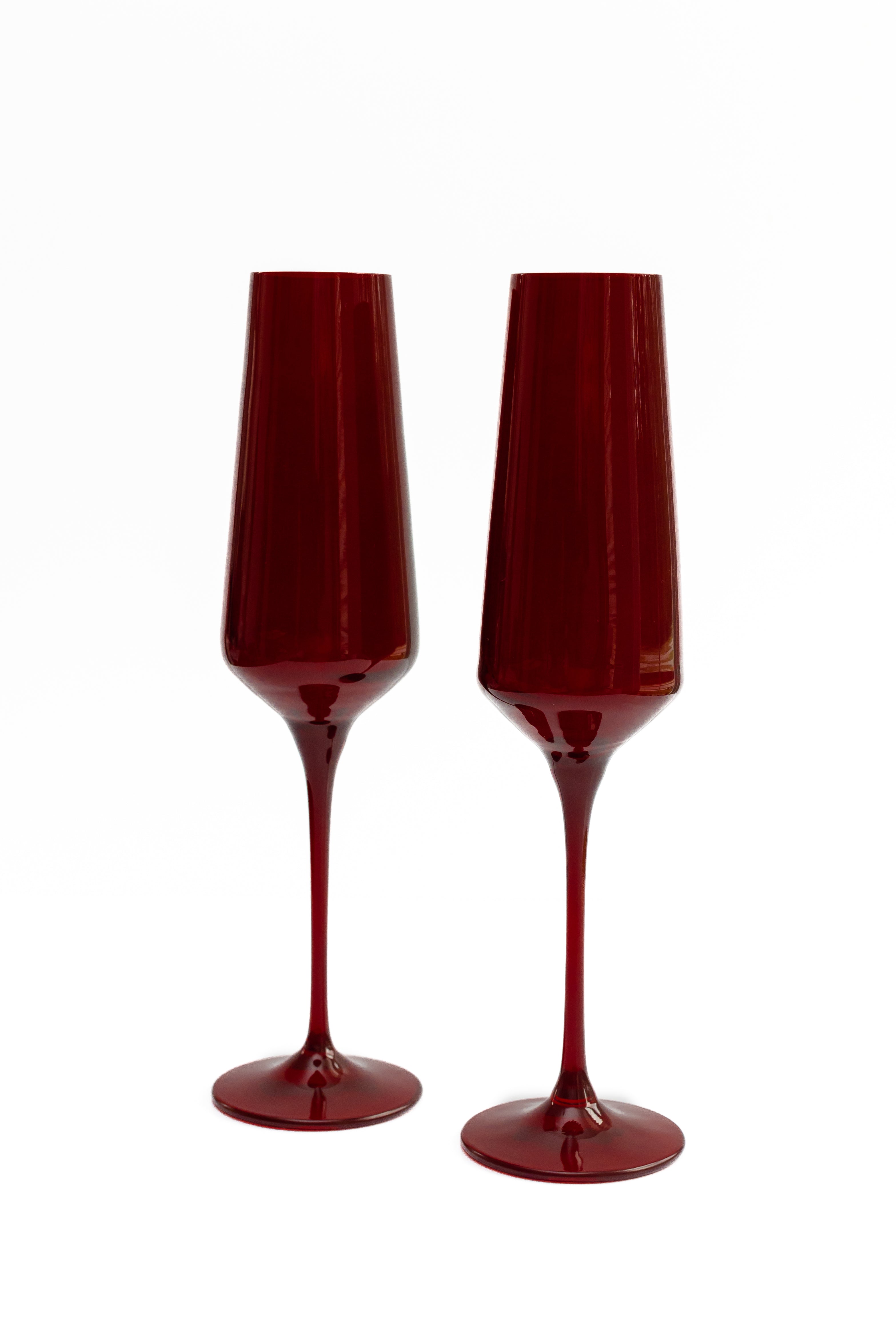 Estelle Colored Champagne Flute Set of 2 - Elegant Red Wine Glasses for Toasting, Celebrations & Romantic Dinners - Perfect for Weddings, Anniversaries & Special Occasions