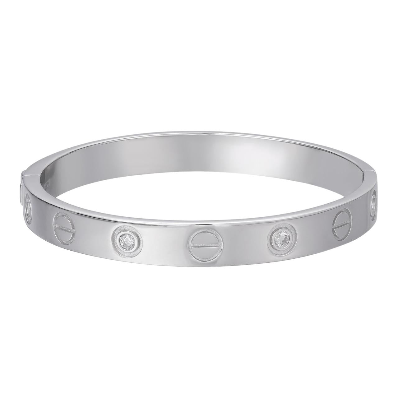 Moissanite Love Bangle Bracelet - 925 Sterling Silver Luxury Jewelry for Women - Perfect for Weddings, Anniversaries & Special Occasions
