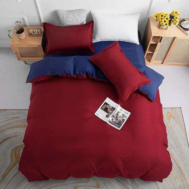 1000TC Reversible Super King Size Blue and Red Duvet Cover Set - Ultra Soft Luxury Bedding for Master Bedroom & Guest Room, All-Season Comfort