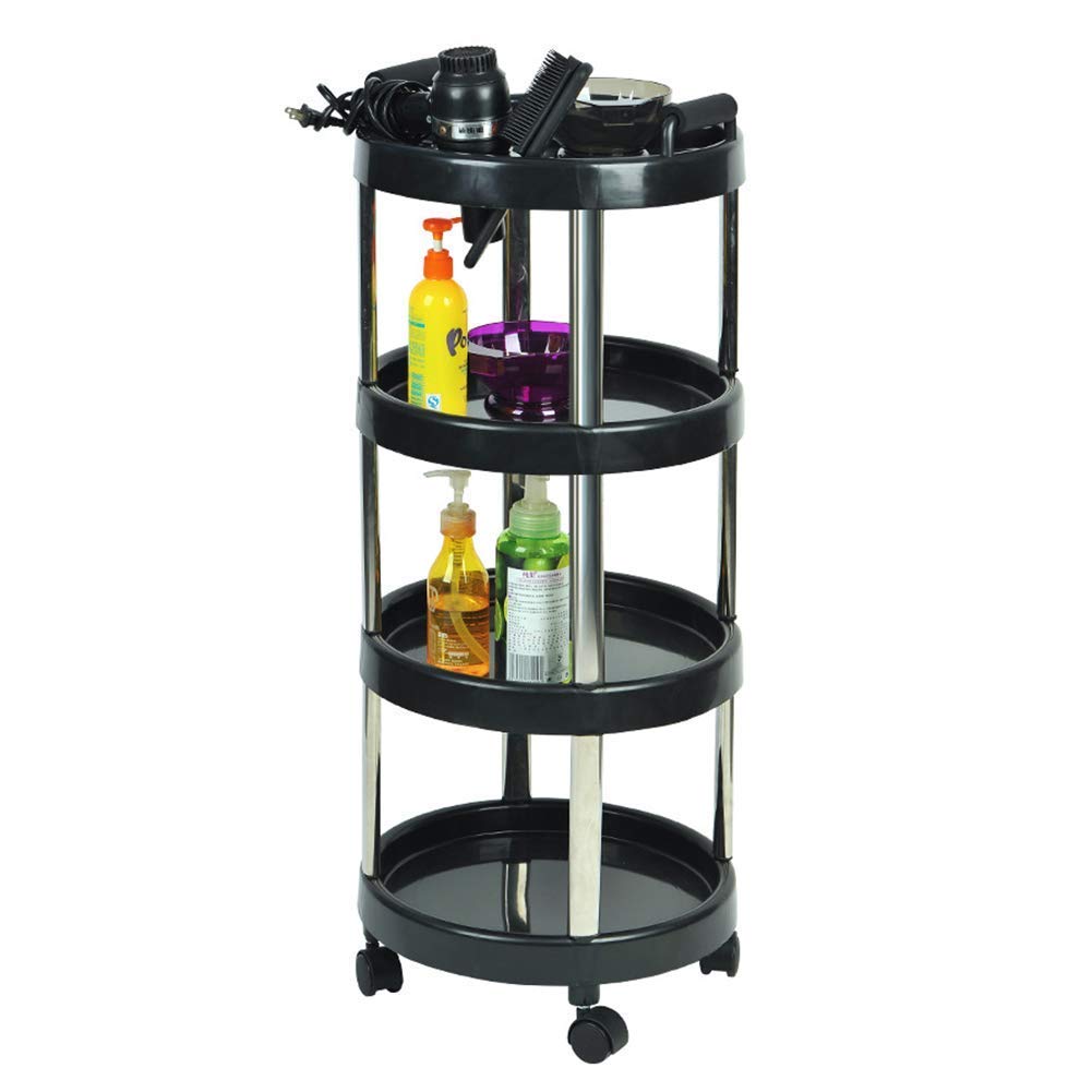 INDYAH 4-Tier Mobile Kitchen Storage Cart with Hair Dryer Holder - Rolling Beauty Salon Trolley for Salon, Home & Office Organization