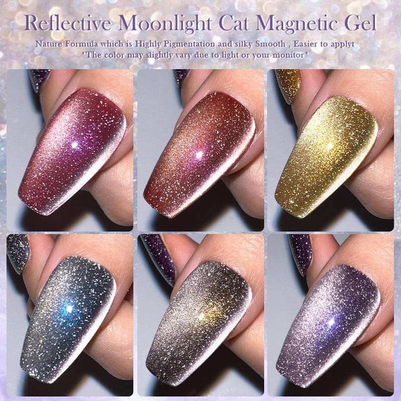 Reflective Moonlight Cat Magnetic Gel - 10ml Nail Polish for Night Glow & UV Protection - Perfect for Parties, Halloween & Nail Art Designs