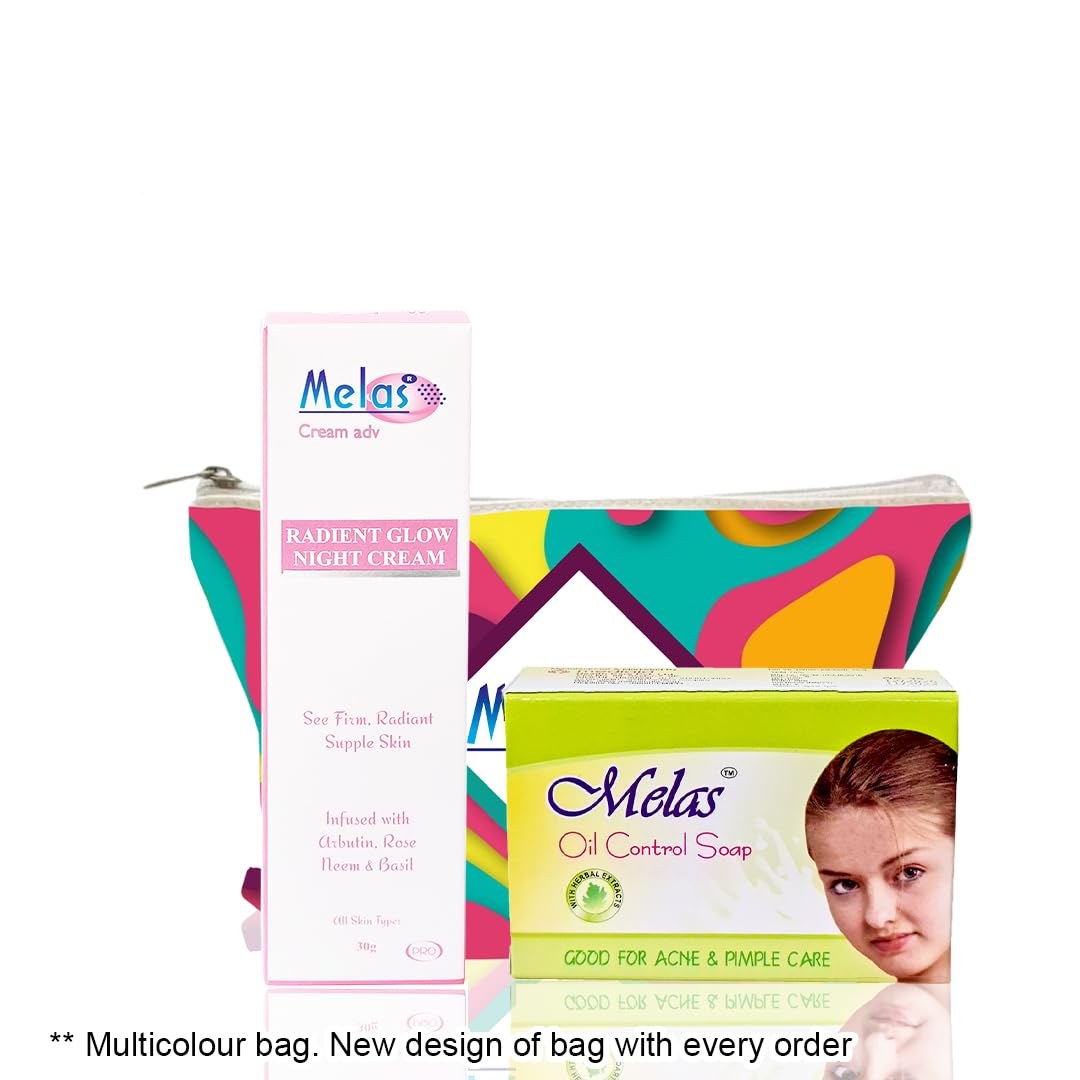 Melas Perfect Skincare Combo - Night Cream & Oil Control Soap for Men & Women | Turmeric, Glycerin, Rose & Aloe Vera | Oil-Free, Balanced & Nourished Skin | Travel-Friendly Skincare Set | Ideal for Daily Face Care Routine & Oily Skin Treatment