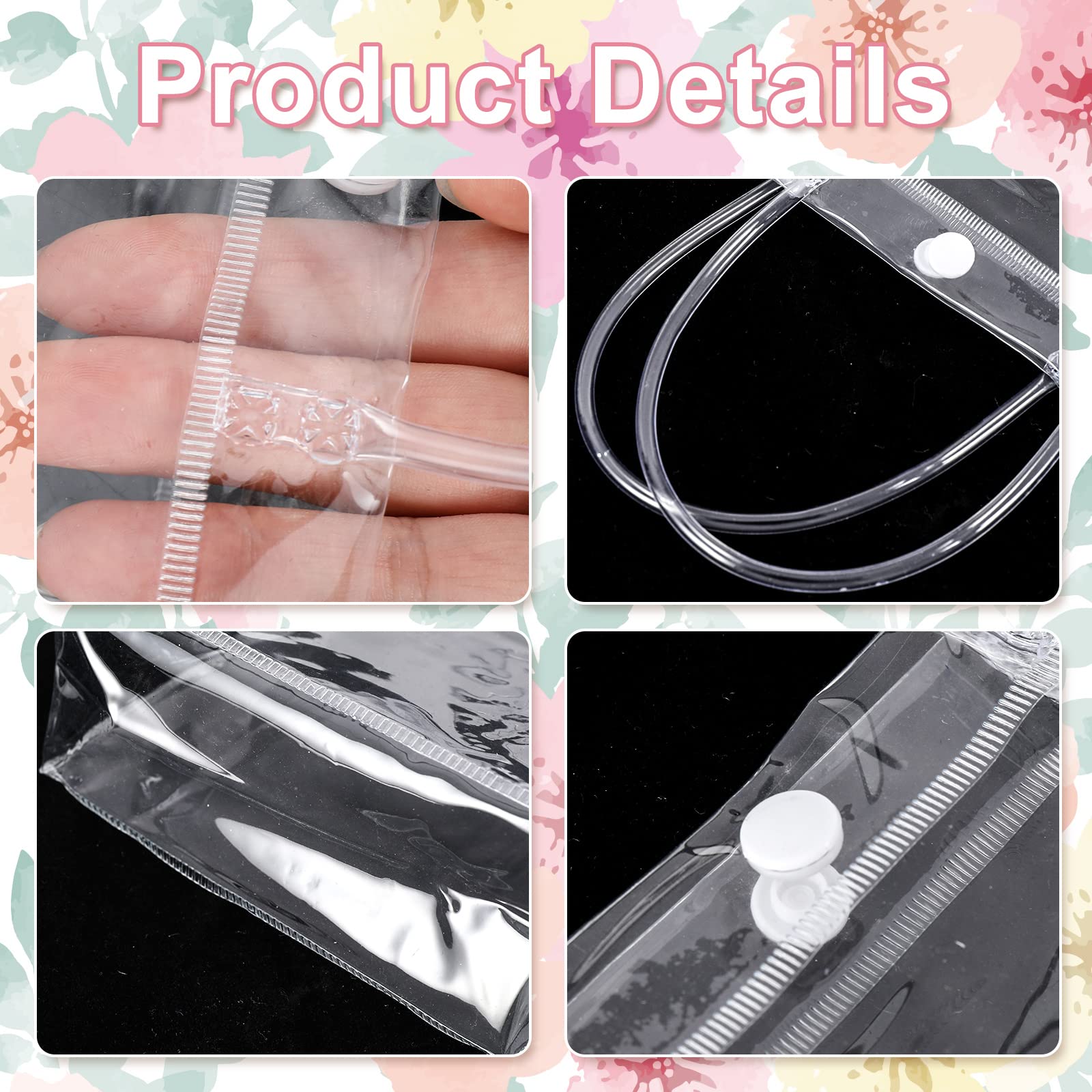 Whaline 60-Pack Clear PVC Gift Bags with Handles - 5.9