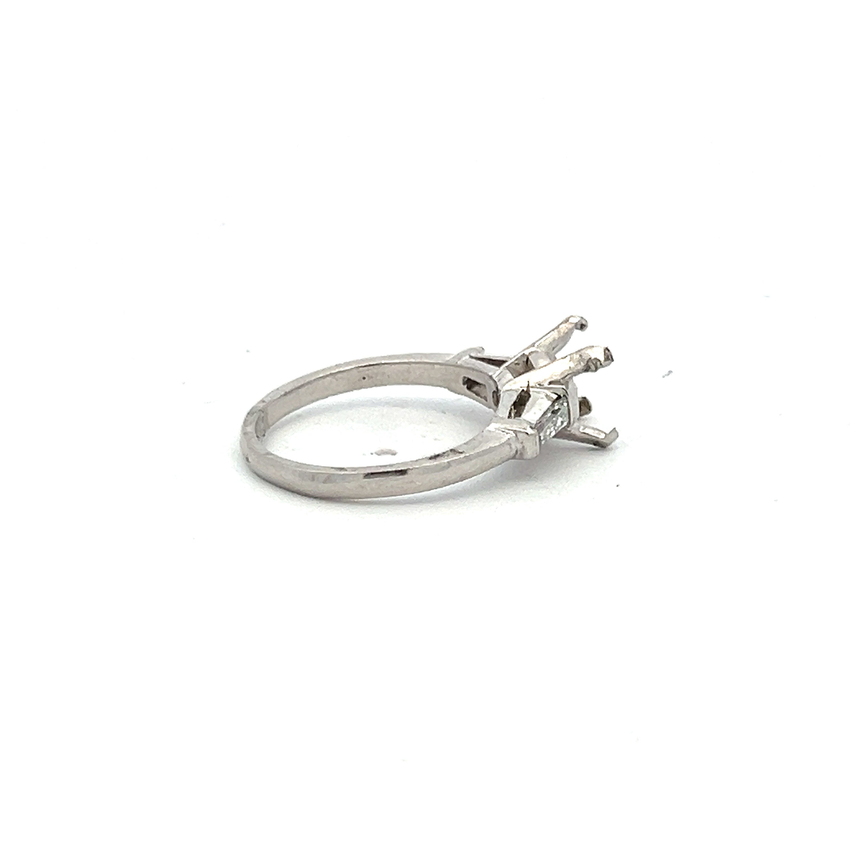 0.19 Carat Baguette Cut G VS2 Diamond Platinum Semi Mount Ring for Engagement, Wedding, Anniversary & Special Occasions