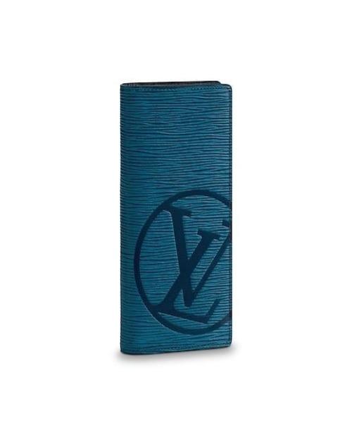 Authentic Louis Vuitton Circle Signature Brazza Wallet in Epi Leather - Blue Azur | Luxury Slim Bifold Wallet for Men | Perfect for Business, Travel & Everyday Use