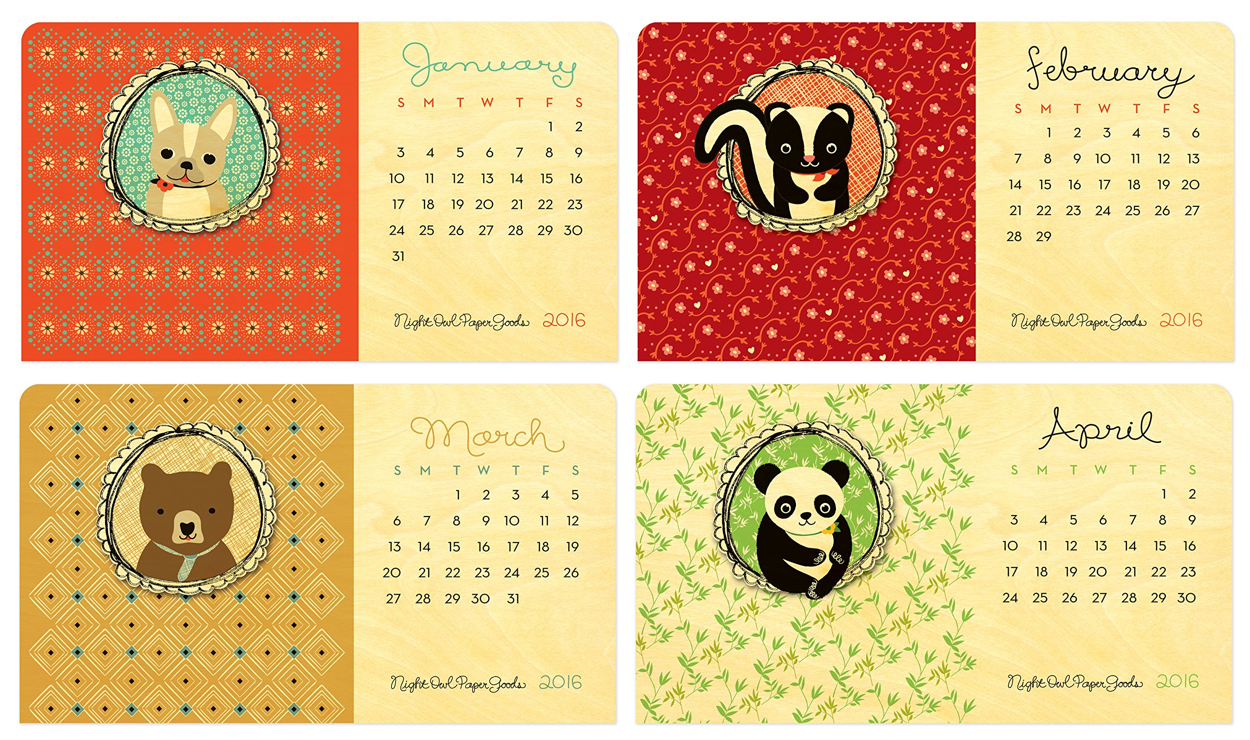 2016 Real Wood Critter Desk Calendar - Handcrafted Wooden Animal Theme Planner for Office & Home Decor | Perfect Gift for Nature Lovers & Stationery Enthusiasts | Use as Desk Organizer, Wall Art, or Daily Planner