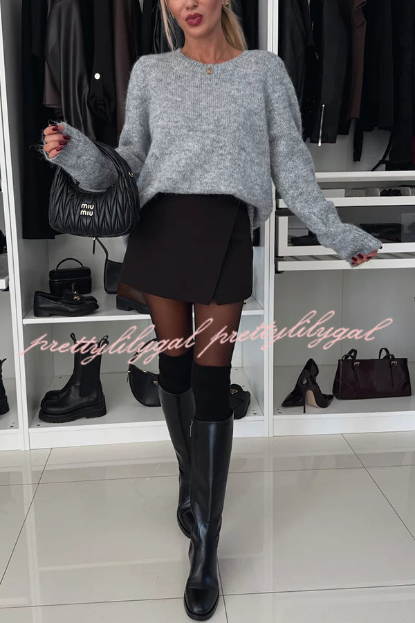 Unique Choice Knit Back Satin Bow Detail Relaxed Sweater - Women's Casual Pullover for Fall & Winter | Perfect for Office, Date Night & Weekend Outfits