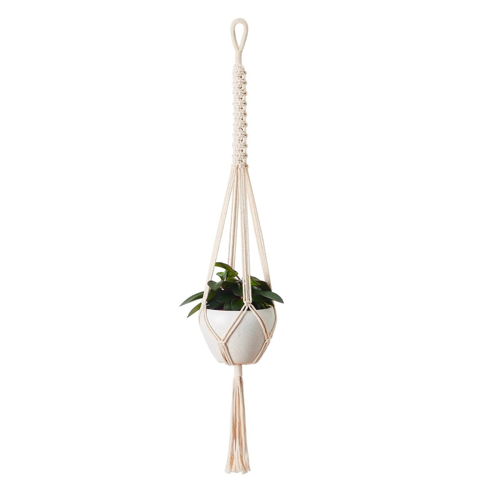 Macrame Plant Hanger Basket - Handmade Cotton Rope Wall Hanging Planter for Indoor Plants, Succulents, and Flower Pots - Boho Home Decor for Living Room, Balcony, and Garden (Color: H)