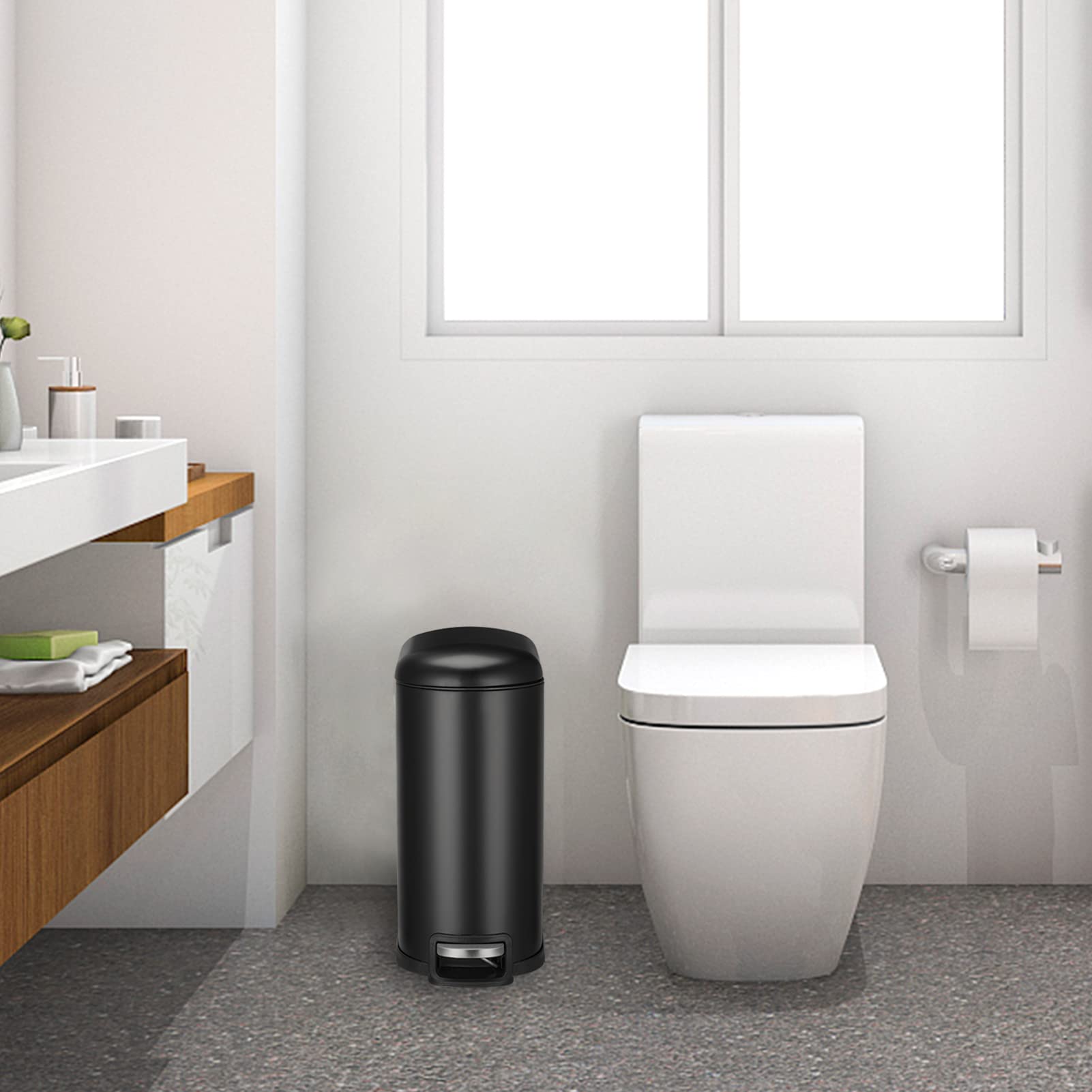 Black Step-on Metal Kitchen Trash Can Set with Lid - 10.6 & 2.6 Gallon Combo for Kitchen, Office, Bathroom - Odor Control & Hands-Free Waste Disposal for Home & Commercial Use