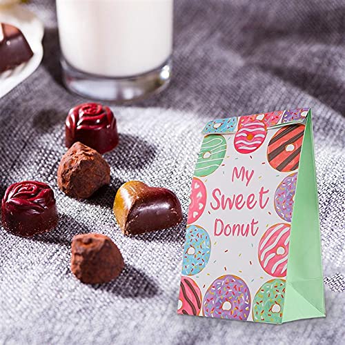 12-Pack Sturdy Donut-Themed Gift Bags | Durable Paper Treat Bags for Cookies, Candy & Snacks | Perfect for Birthday Parties, Christmas, Halloween, Graduation & Wedding Favors | Bulk Party Supplies for Bakeries & Events