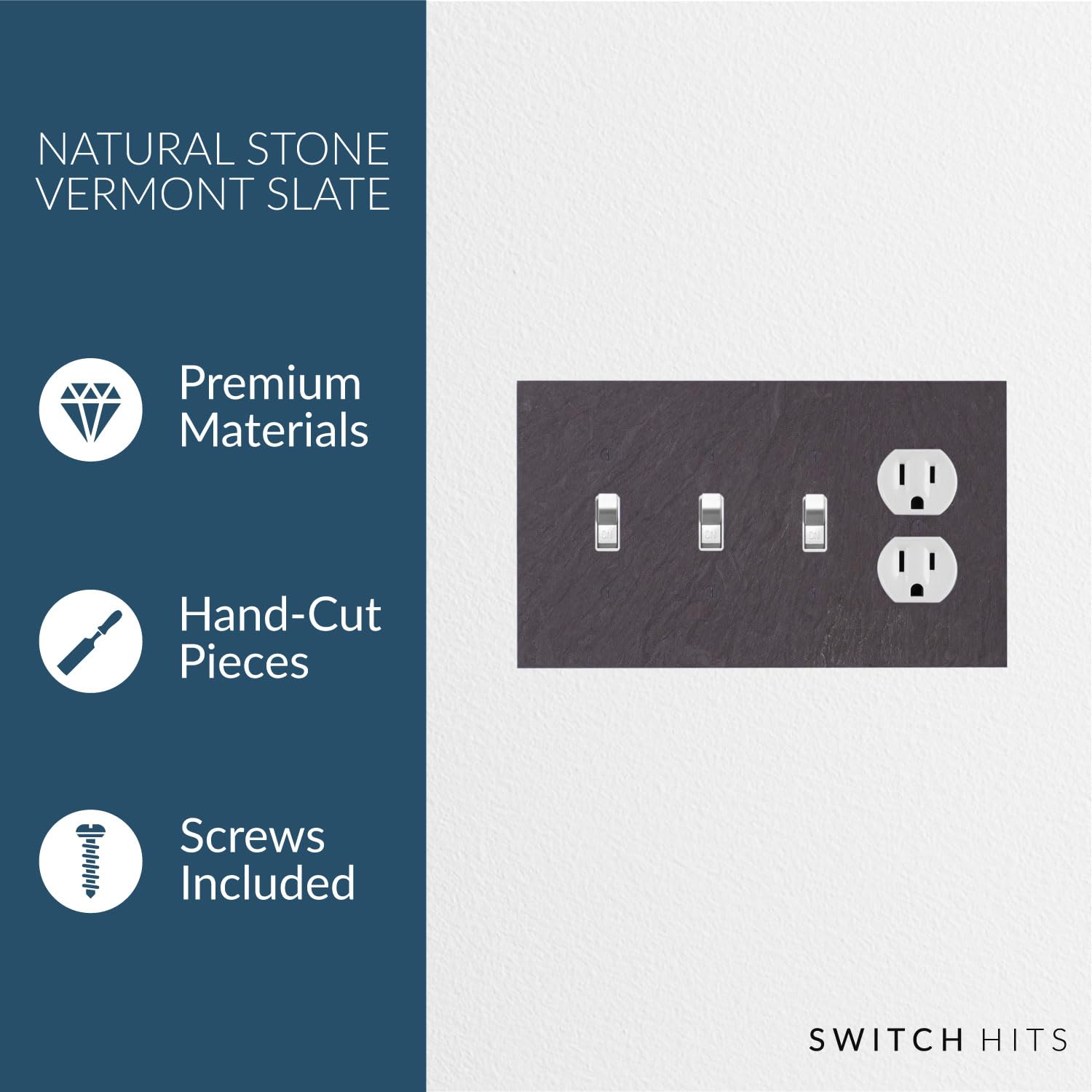 Decorative Vermont Slate Purple Electrical Switch Plate - 4 Gang Outlet Wall Plate (8.5” W x 5” H) | Light Switch Cover & Duplex Receptacle Faceplate for Home, Office & Commercial Use