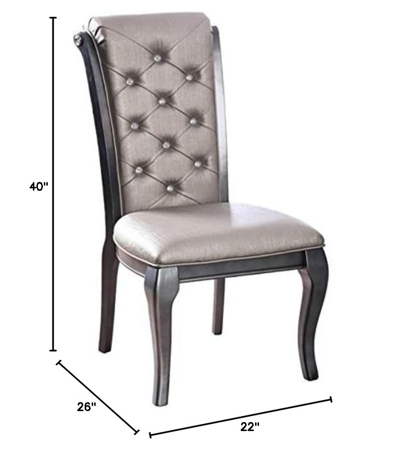 Furniture of America Bethlehem Wood Tufted Side Chairs in Gray (Set of 2) - Elegant Dining Room Chairs for Kitchen, Living Room, and Office Use
