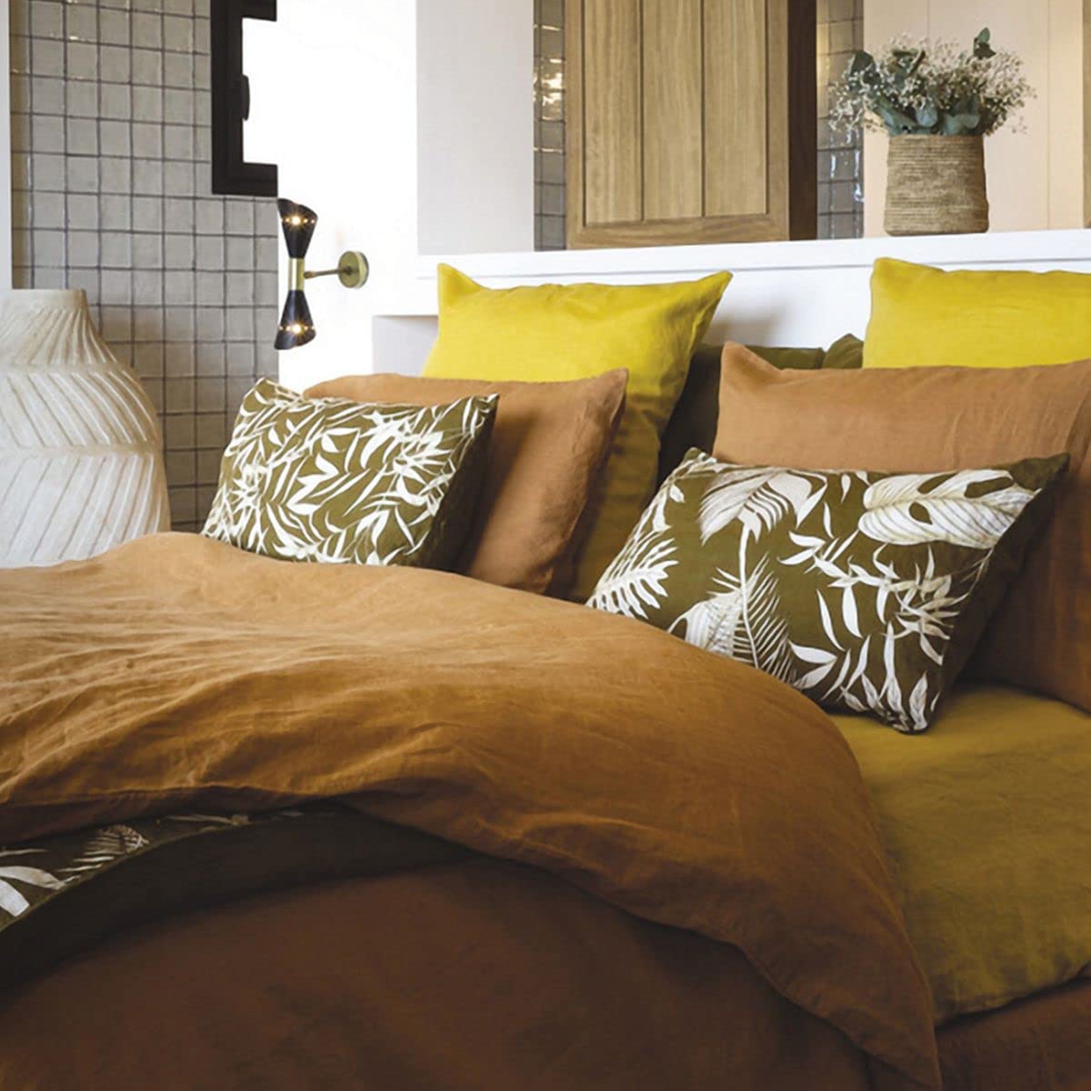 Premium Linen & Washed Cotton Duvet Cover Set - Soft, Breathable & Hypoallergenic - Perfect for Bedroom, Guest Room & Hotel Use