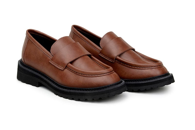 Comfortable Vegan Leather Loafers for Men & Women - Brown Slip-On Shoes for Casual Wear, Office & Travel