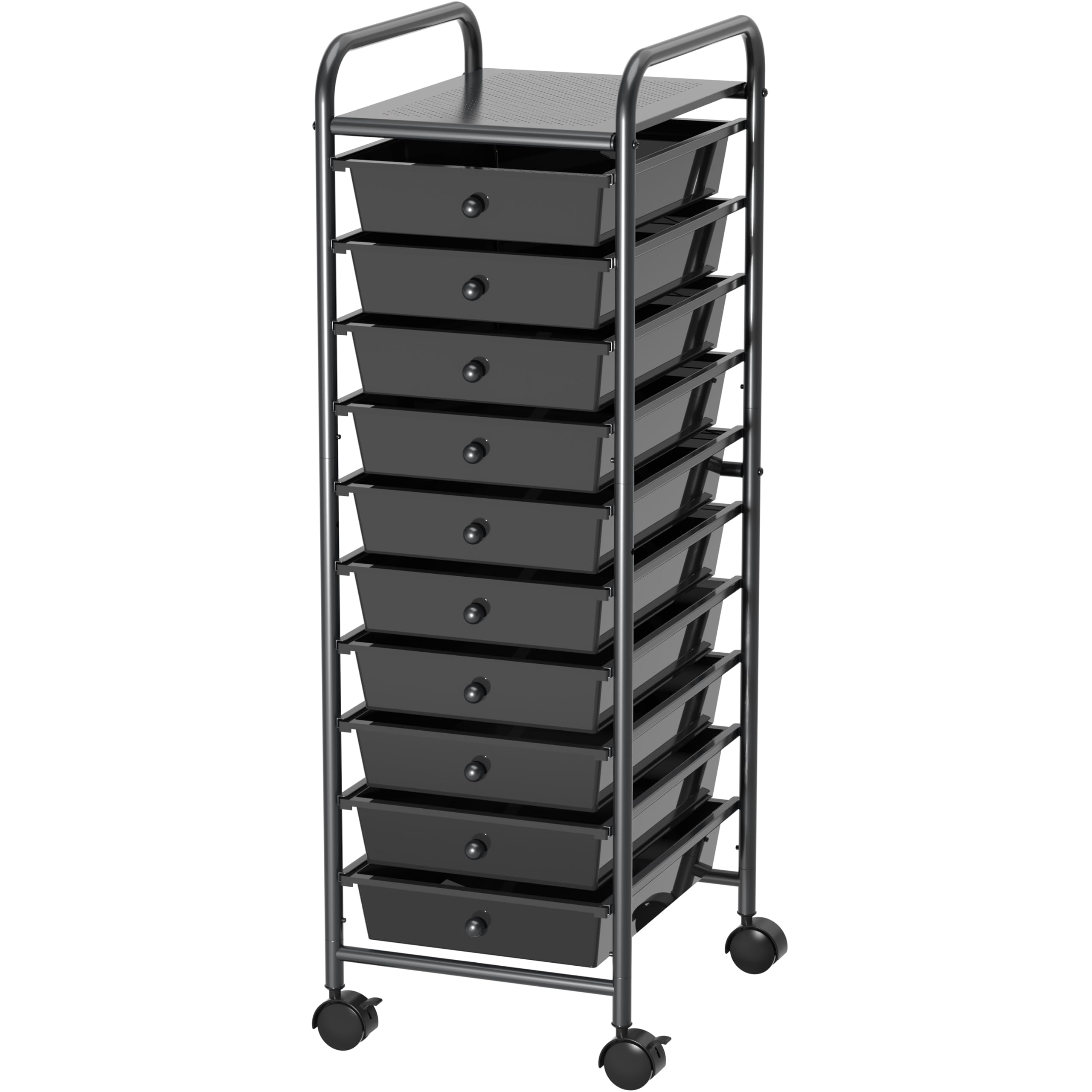 10-Drawer Rolling Utility Cart - Black Storage Organizer for Art & Crafts