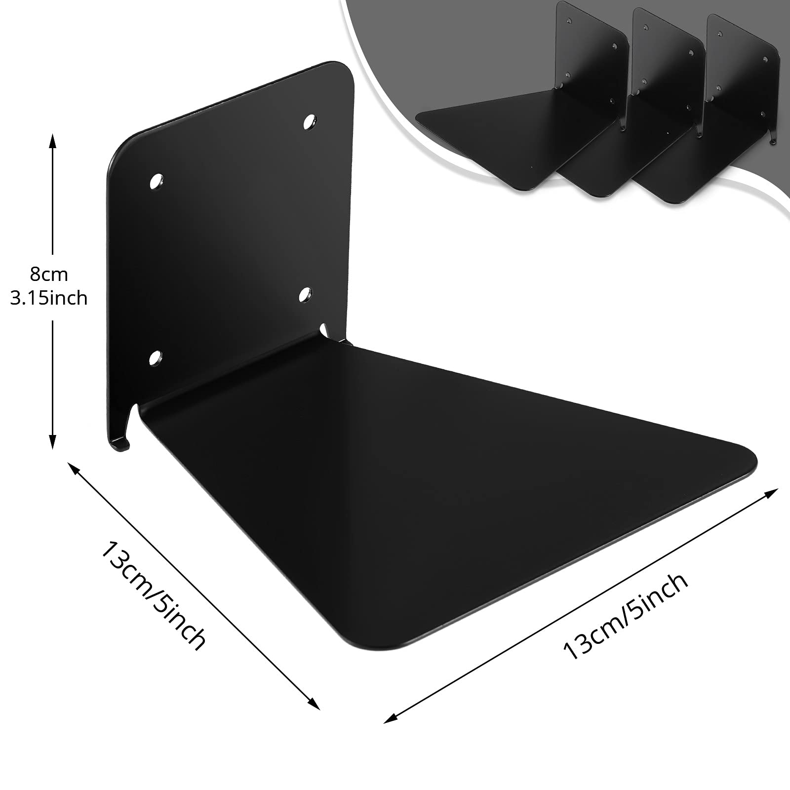 Jetec 6-Piece Invisible Floating Bookshelf Set - Heavy Duty Wall Mount Iron Book Shelves for Home, Office, Classroom & Library - Space Saving Multipurpose Wall Shelves (Black) - Perfect for Organizing Books, Decor & Displaying Collectibles