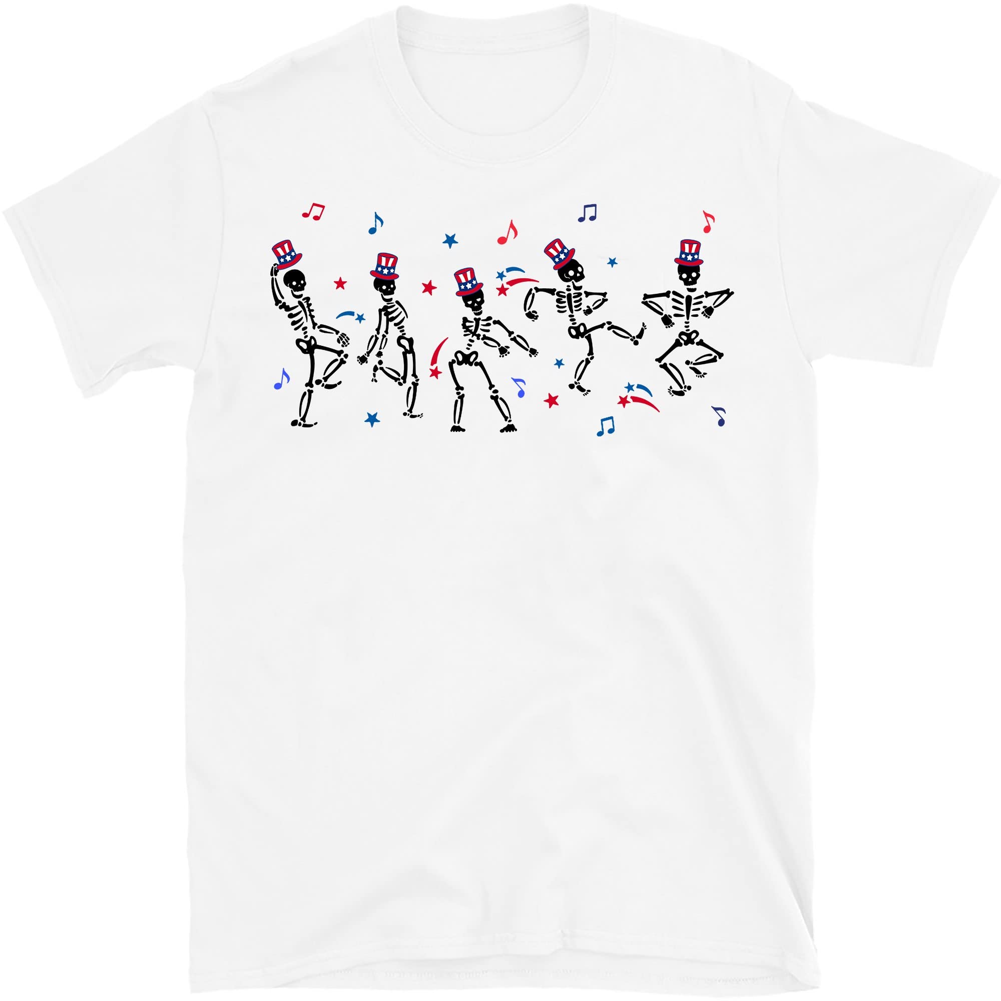 4th of July Dancing Skeleton T-Shirt - Patriotic Funny Independence Day Shirt for Men & Women - Perfect for BBQ Parties, Fireworks & Celebrations