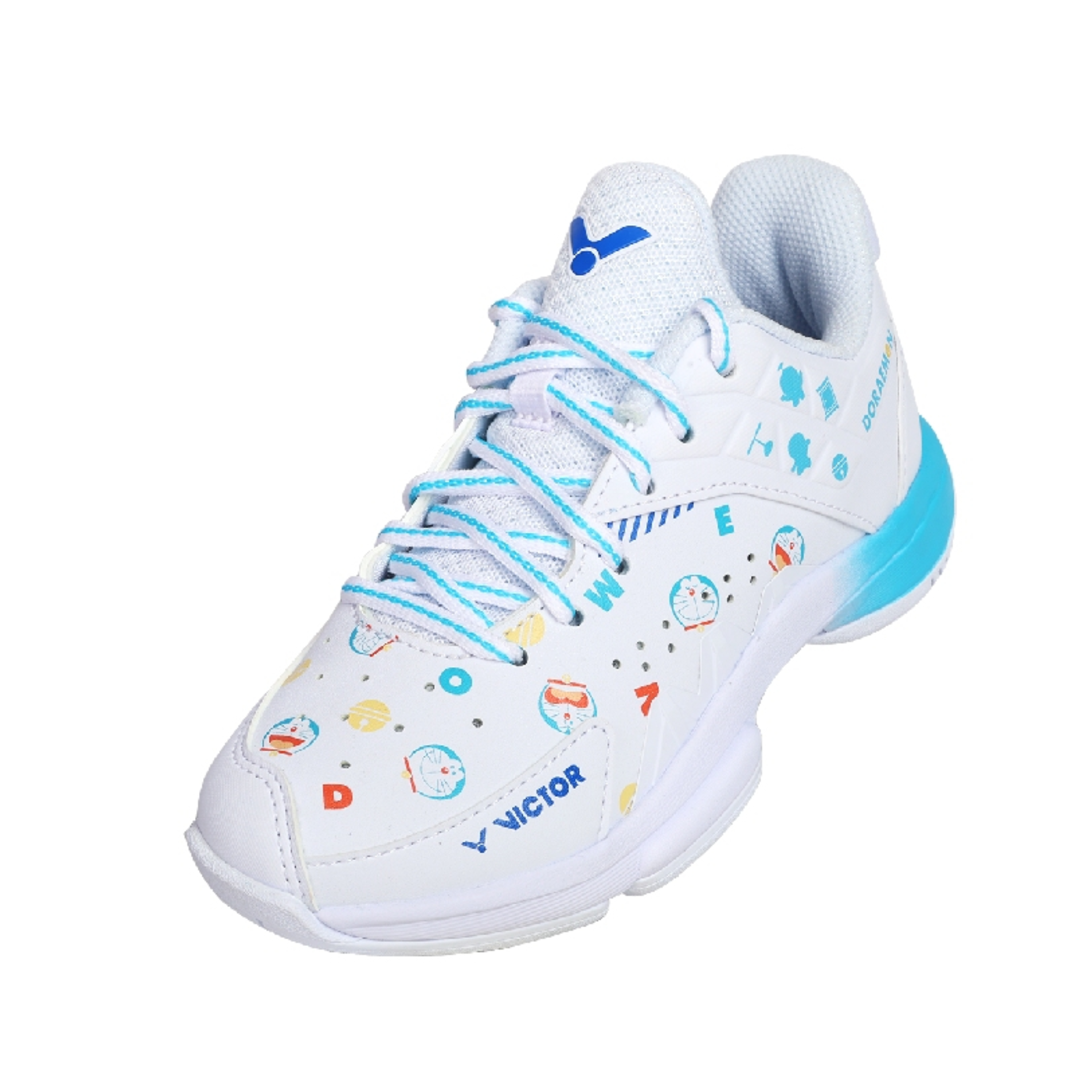 Victor X Doraemon P DRMJR Junior Court Shoes for Kids - Bright White - Comfortable Sneakers for School, Sports & Daily Wear