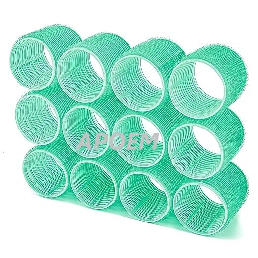 APOEM 6-Piece Heatless Hair Rollers for Medium & Short Hair - No Heat Curling Set for Bangs & Natural Waves (Blue/Aquamarine) | Perfect for Overnight Styling & Damage-Free Curls