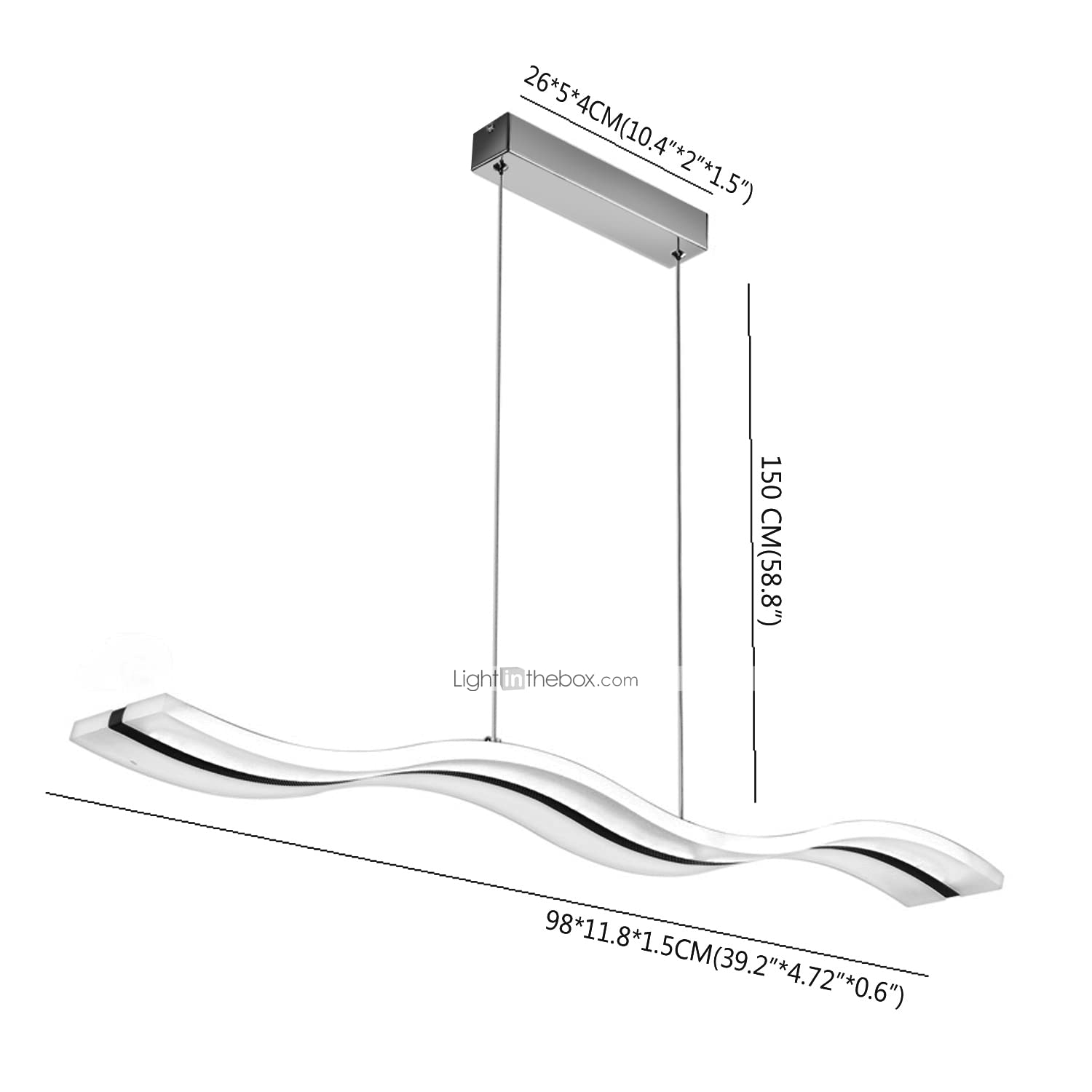 Modern LED Wave Pendant Light - Acrylic Linear Chandelier Ceiling Fixture for Kitchen Island, Dining Room & Living Room - White Light Source | Perfect for Contemporary Home Decor & Restaurant Lighting