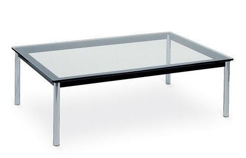 Le Corbusier LC 10 Rectangular 48 x 31 Glass Top Coffee Table - Modern Minimalist Living Room Furniture for Home & Office Decor