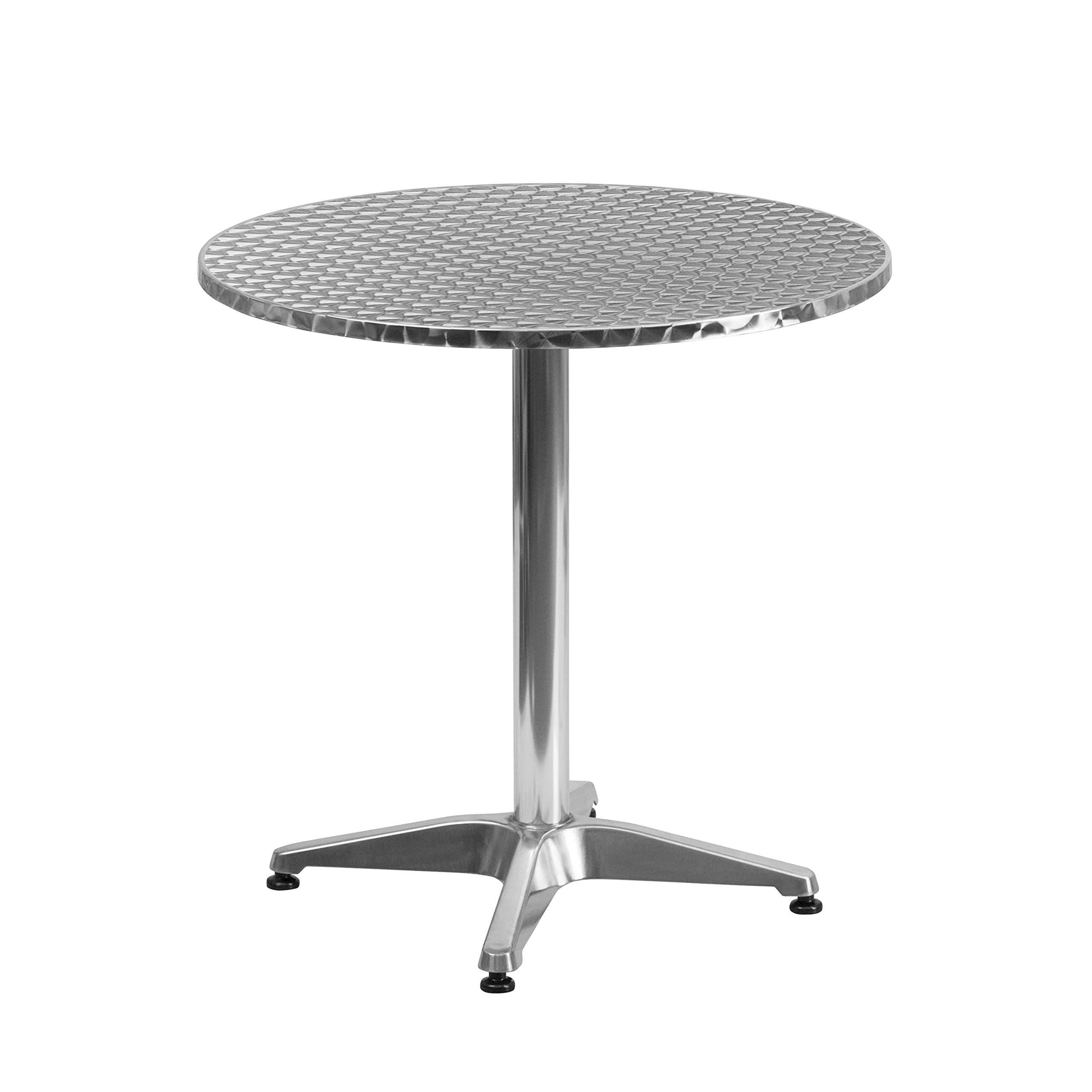 Flash Furniture 27.5'' Round Aluminum Patio Dining Table Set with 4 Slat Back Chairs - Perfect for Outdoor Entertaining, Backyard BBQs & Poolside Relaxation