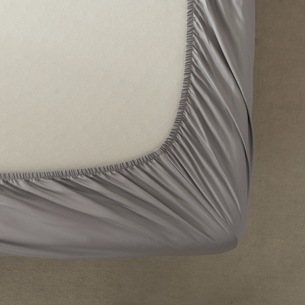 Casey 400 Thread Count Cotton Sheet Set in Pewter - Split Queen Size 60cm for Comfortable and Breathable Bedding | Perfect for Guest Rooms, Master Bedrooms, and Dormitories