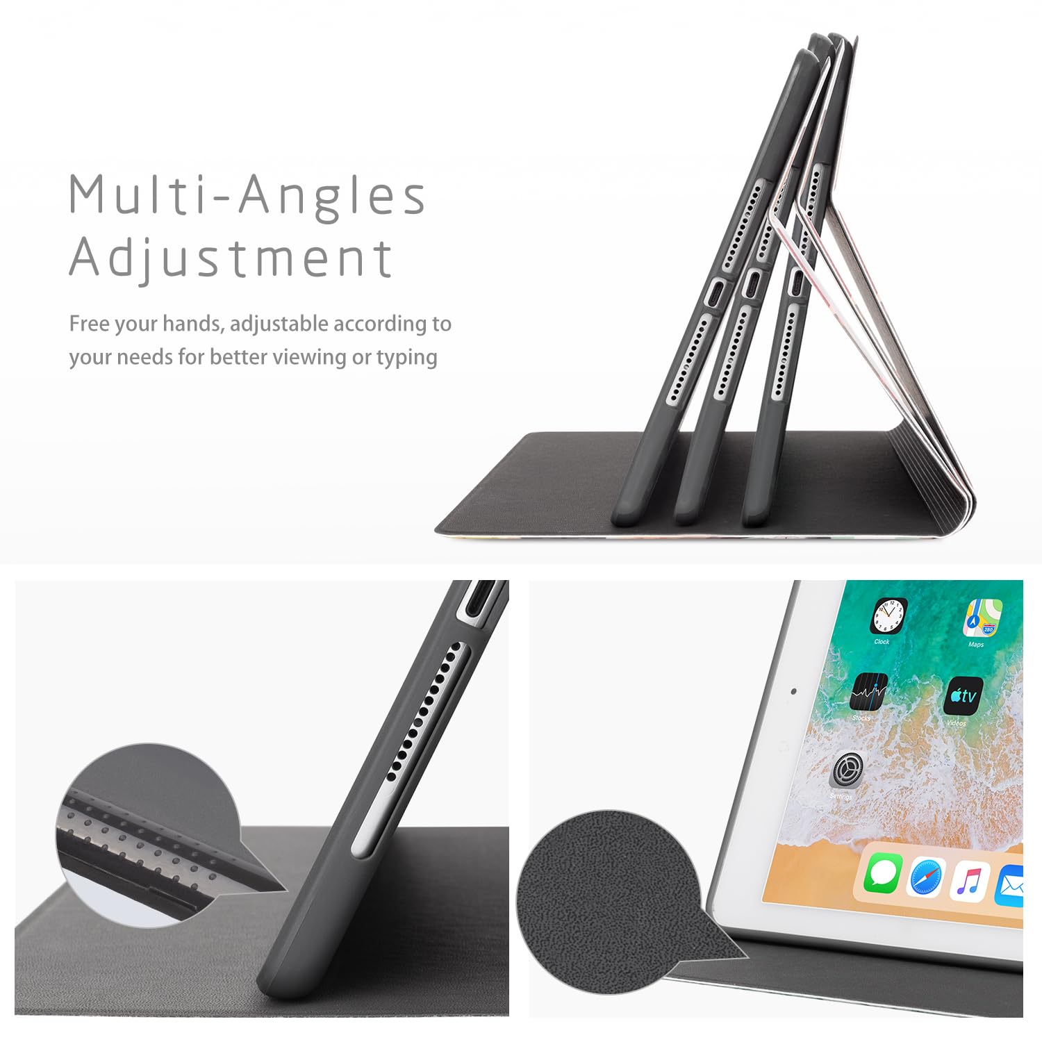 iPad 6th/5th Generation Case & iPad Air 2/Air 1 Case - Slim Hard Back Cover with Auto Wake/Sleep | 9.7 Inch Protective Case for Kids & Girls | Multi-Angle Viewing Stand | Butterfly Design - Perfect for School, Travel & Home Use