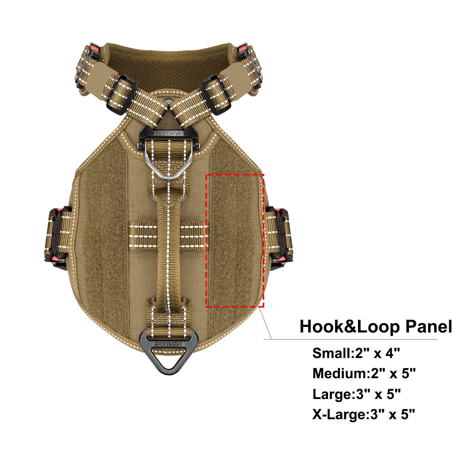 ICEFANG GN8 Tactical No-Pull Dog Harness for Medium Dogs - Adjustable Reflective K9 Vest with 4X Metal Buckles & Front Leash Clip - Perfect for Training, Walking & Outdoor Adventures (Brown, Medium)