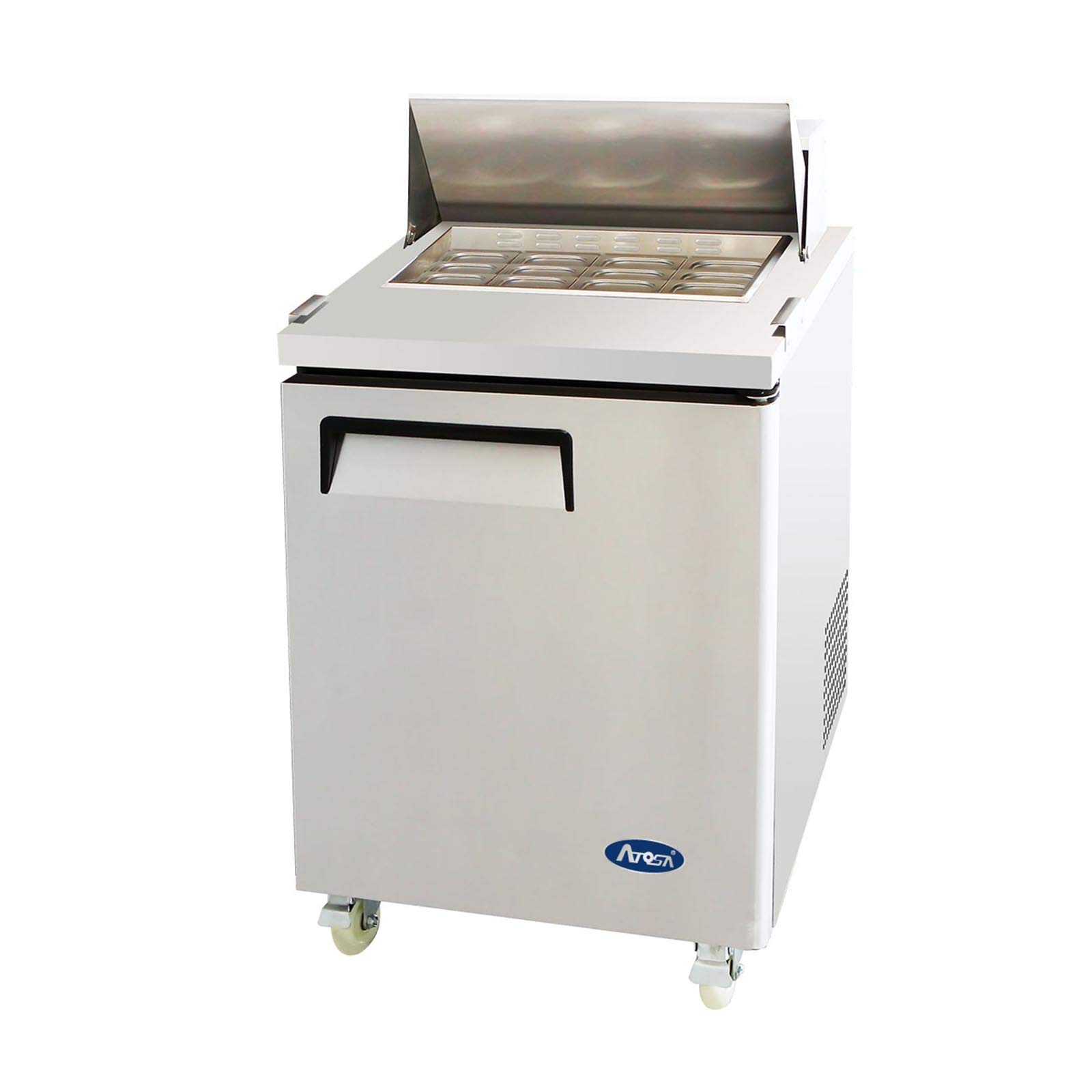 Atosa 27-Inch Commercial Sandwich Prep Table with One Door Refrigerator & ProLeveler Stabilizers - Perfect for Delis, Cafes, and Restaurant Kitchens