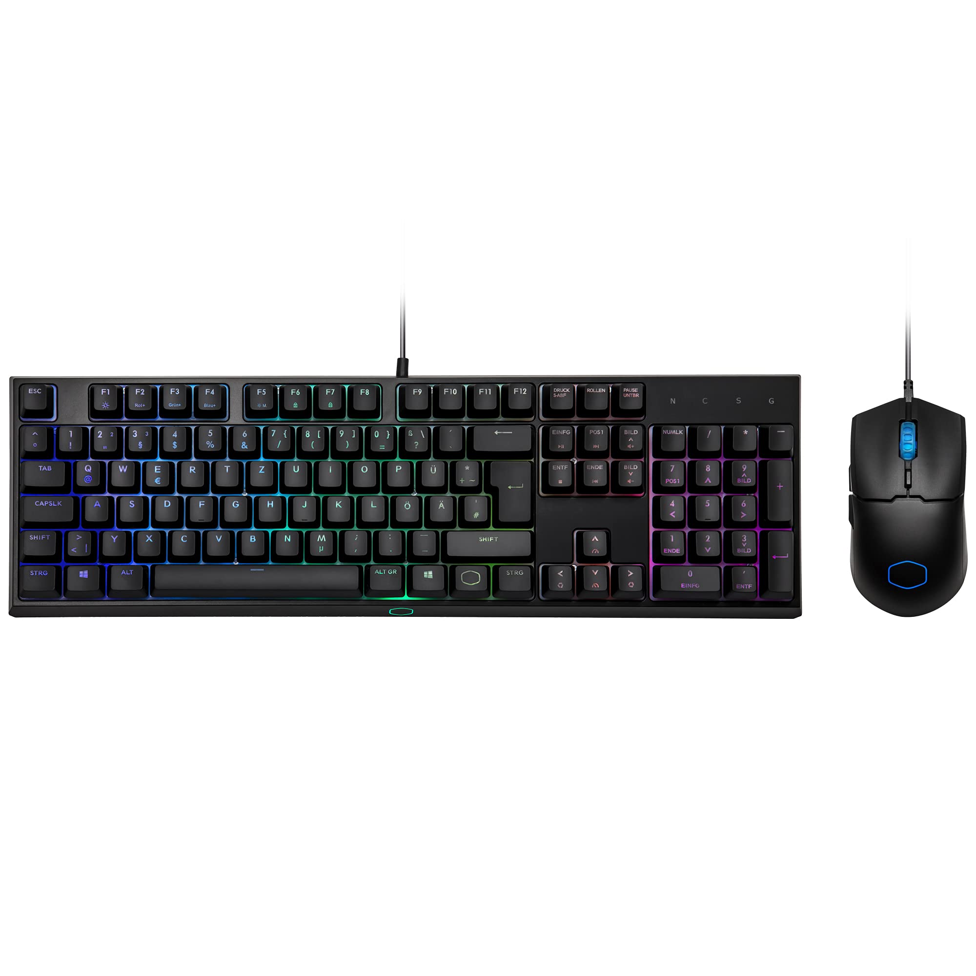 Cooler Master MS110 RGB Gaming Keyboard and Mouse Combo - Linear Mechanical Switches, 26 Anti-Ghosting Keys, On-Board Controls, 4 DPI Settings - DE Layout QWERTZ - Perfect for PC Gaming and Office Work