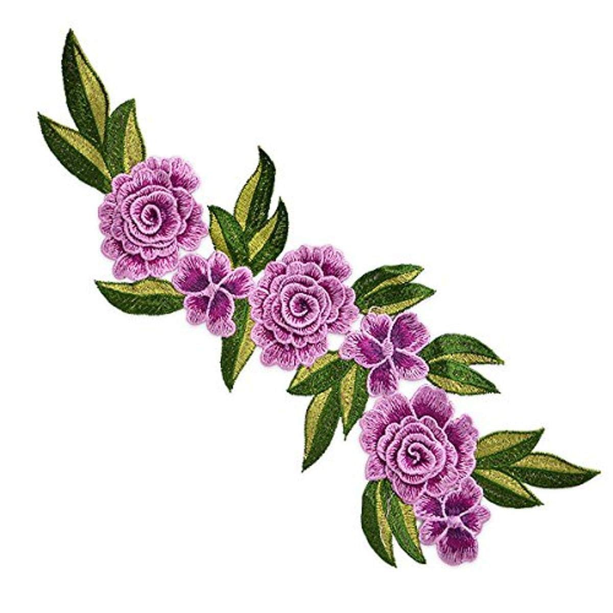 Expo International Amina Layered Embroidered Flower Patches/Appliques - Purple Floral Sew-on Embellishments for DIY Clothing, Bags & Home Decor