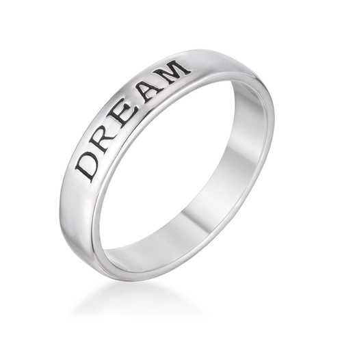 DREAM Rhodium Eternity Band Ring for Women - 14K White Gold Plated Wedding & Anniversary Jewelry Gift - Perfect for Bridal, Engagement & Special Occasions