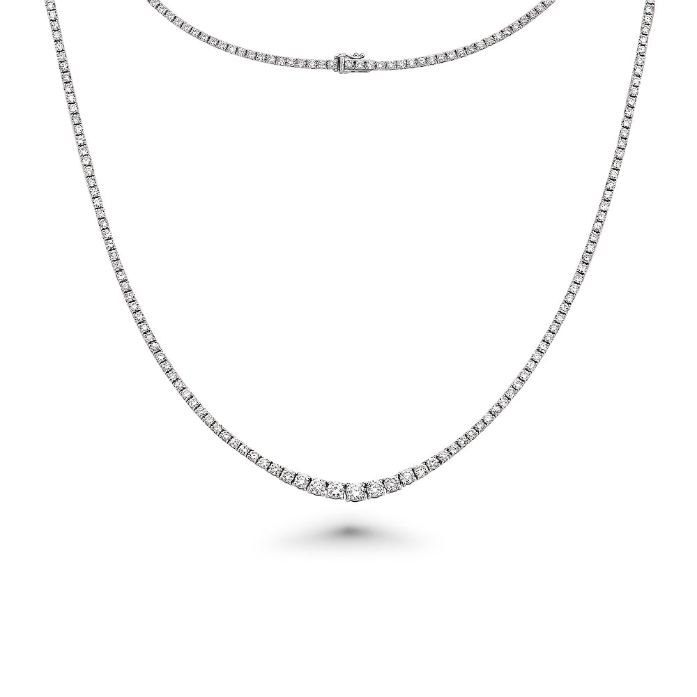 Luxury 4.00 Carat Riviera Diamond Tennis Necklace - 14K Gold 2.00-3.50mm 4-Prong Setting | Perfect for Weddings, Anniversaries & Special Occasions