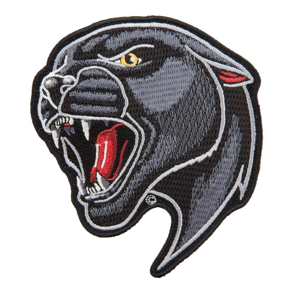 PatchStop Panther Head Black Iron On Patches for Clothing & Jeans - 4x4.5 Inch Medium DIY Sew On Embroidered Patch for Jackets, Bags, Hats - Wild Animal Decorative Patches for Bikers, Fashion Enthusiasts & DIY Craft Projects
