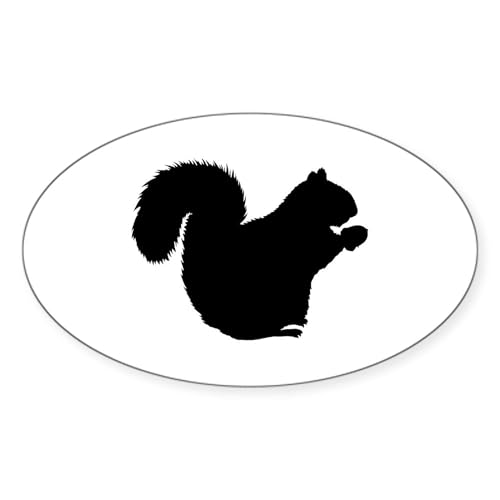 White - Squirrel Oval Sticker