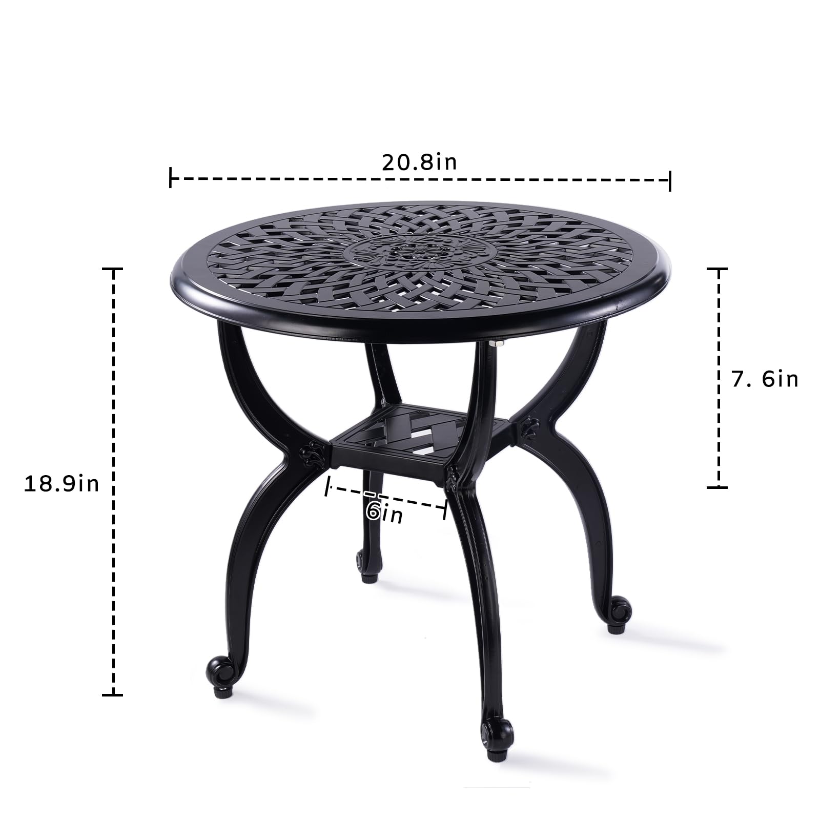 Rustproof Cast Aluminum Outdoor Side Table - Small Round Patio Table for Bistro, Garden, Sofa & Deck Use - Weather-Resistant Metal Side Table for Outdoor Living Spaces