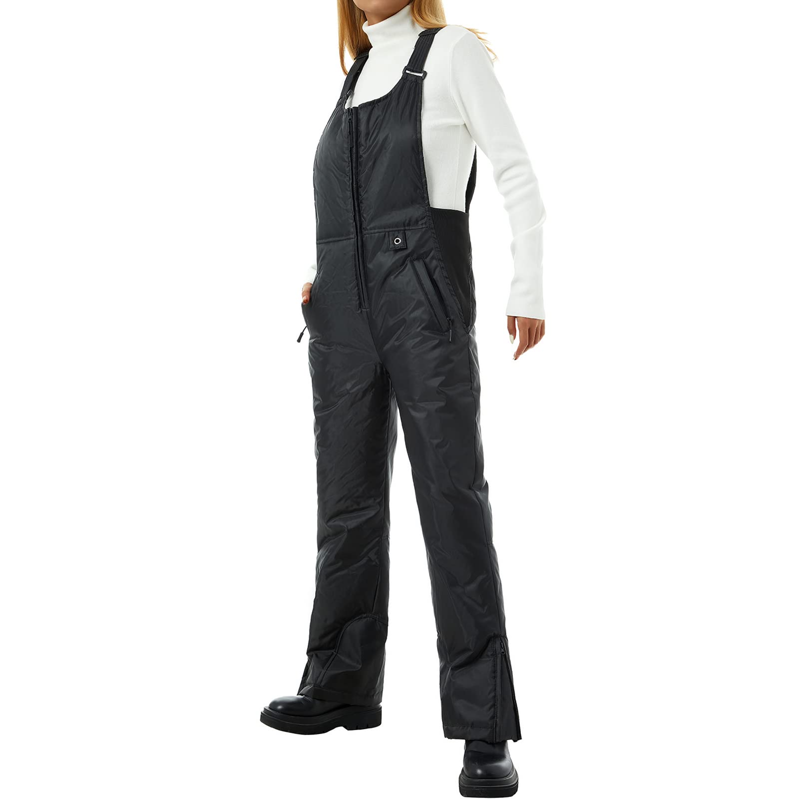 Lisenra Women's Waterproof Insulated Snow Bib Overalls - Adjustable Strap Snowboard Pants with Pockets for Skiing, Snowboarding & Winter Outdoor Activities