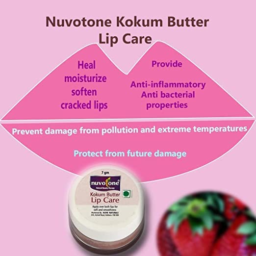 Nuvotone Kokum Butter Lip Balm - Best Natural Treatment for Dry & Chapped Lips (7g, Pack of 2) | Hydrating Lip Care for Winter, Travel & Daily Moisturizing