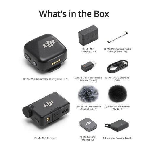 DJI Mic Mini 2-Person Wireless Lavalier Microphone System - 2.4GHz Compact Clip-on Mic for Camera, Smartphone, YouTube, Vlogging & Live Streaming