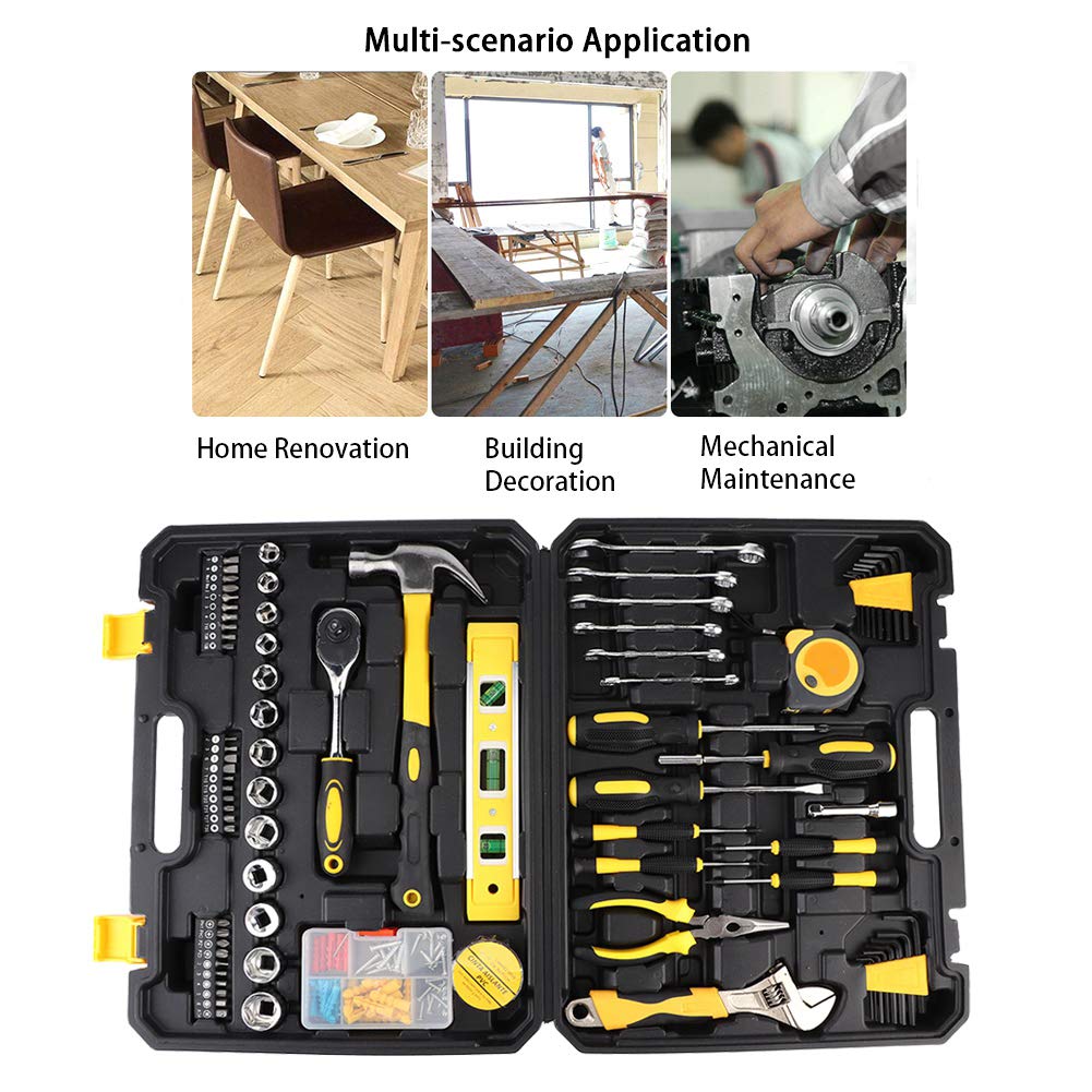 108Pcs Home Tool Kit - Carbon Steel Hand Tool Set with High Hardness for Household Repair, DIY Projects & Maintenance | Includes Storage Box | Perfect for Home Renovation, Car Repair & Emergency Fixes