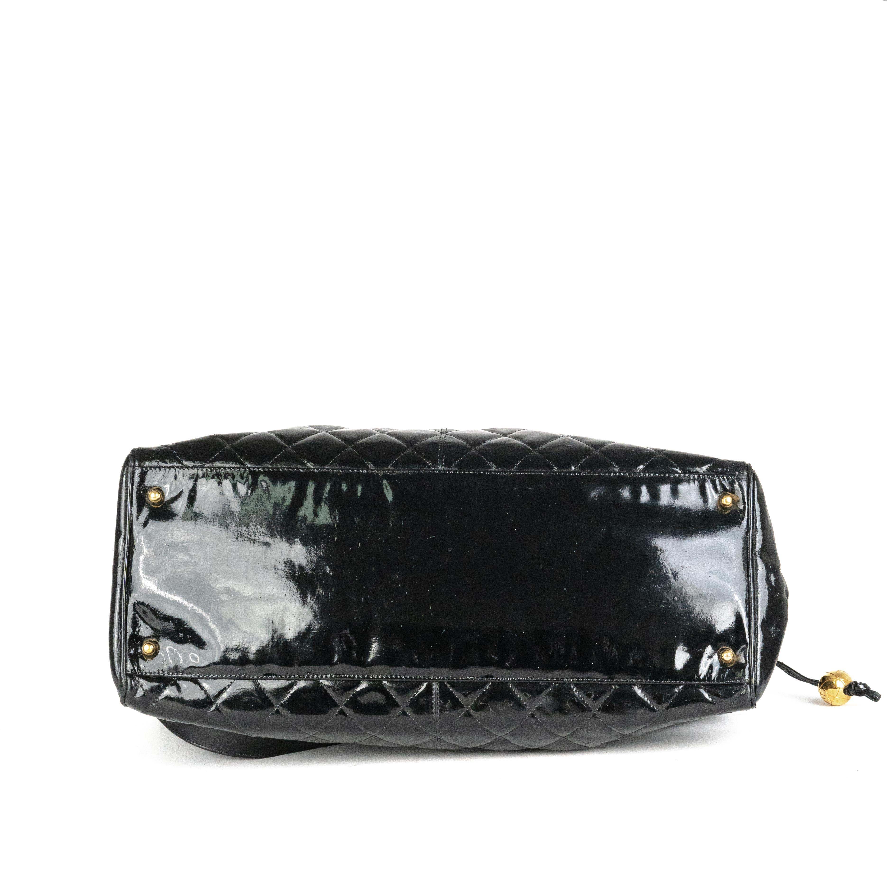 Chanel Supermodel Patent Leather Tote Bag - Black Luxury Handbag for Women | Perfect for Work, Travel & Everyday Use
