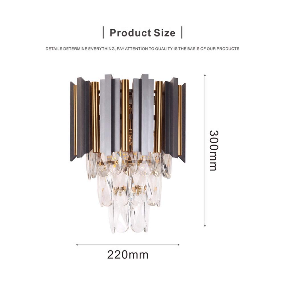 Modern Crystal Wall Sconce - 3-Tier Flush Mount Wall Light with Metal Frame & Crystal Lampshade (22cm Diameter) - Easy Installation for Bedroom, Living Room, Hallway & Bedside Decor - Perfect for Ambient Lighting, Romantic Settings & Home Interior Accents